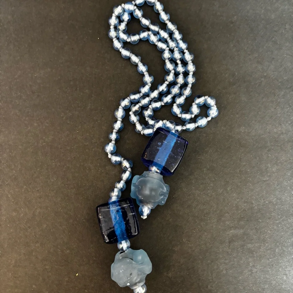 Blue Glass Curtain Tie Backs - Set of Five